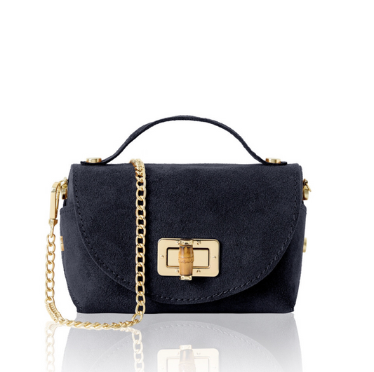 Navy Suede Twist Lock Mini Bag - Miller