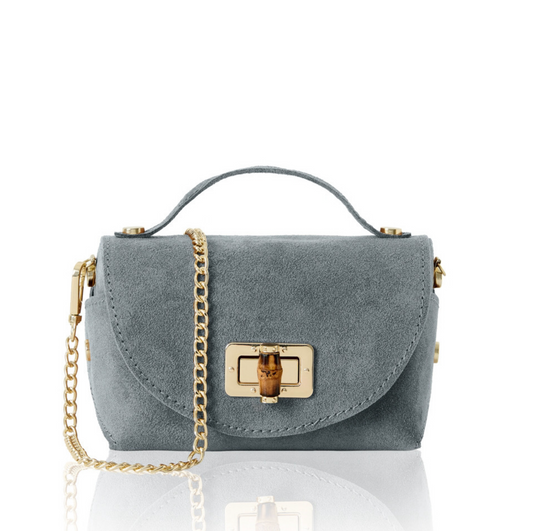 Grey Suede Twist Lock Mini Bag - Miller