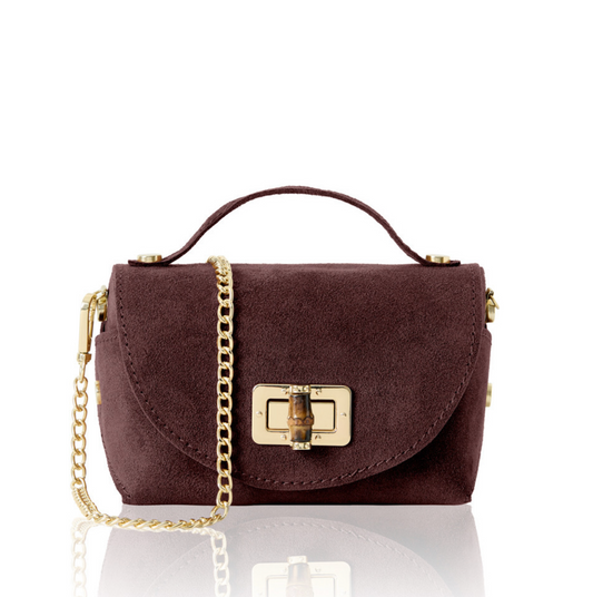 Plum Red Suede Twist Lock Mini Bag - Miller