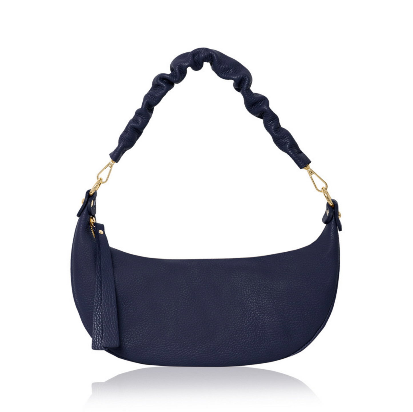 Navy Ruched Handle Crescent Bag - Sasha