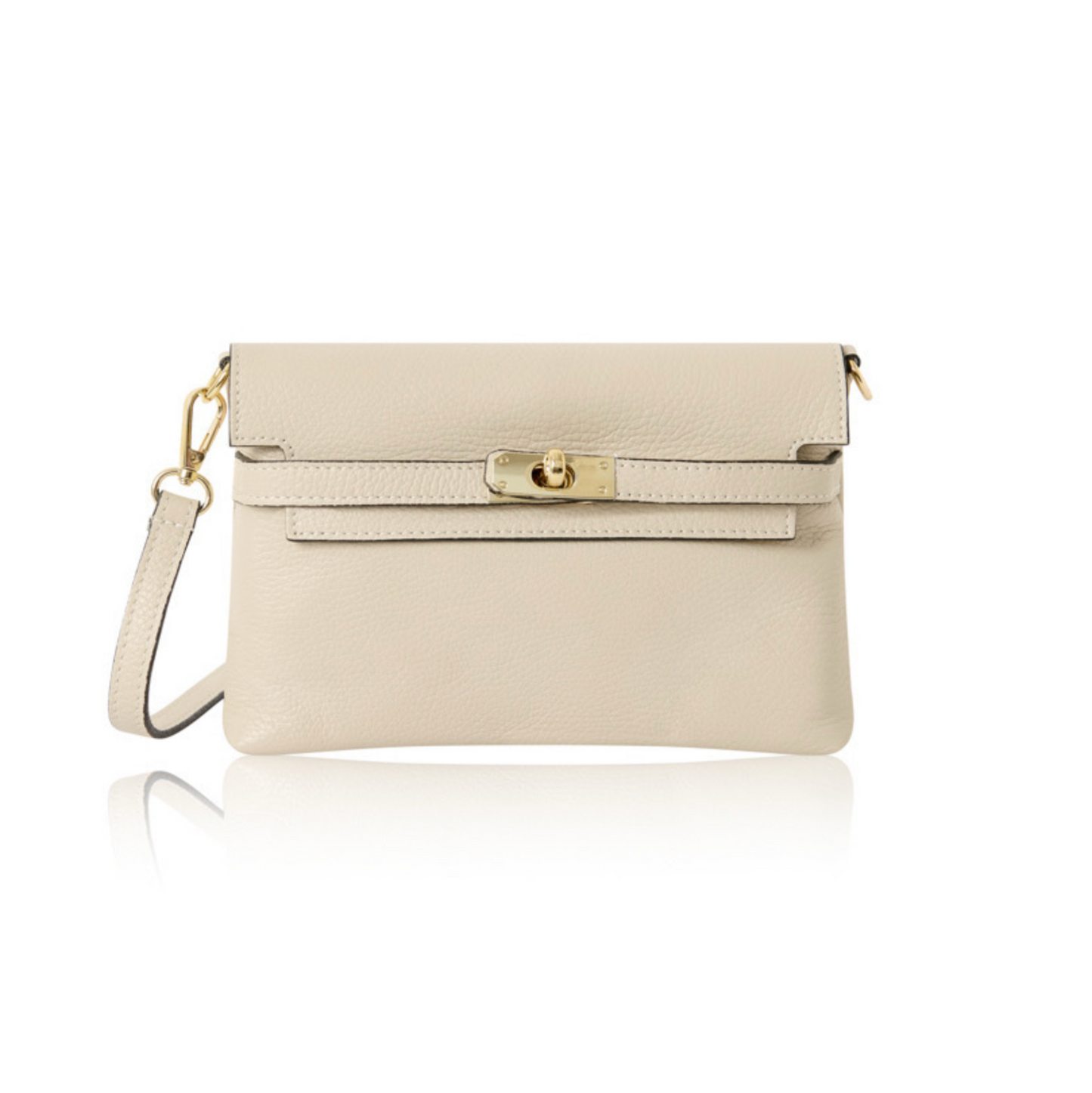 Cream Leather Bag with Twist Lock - Pippa