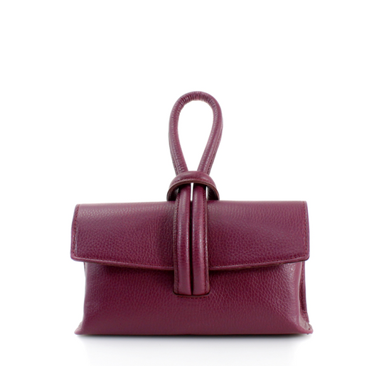 Burgundy Leather Loop Handle Bag - Claris