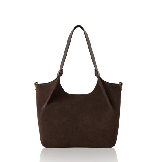 Large Brown Suede Shoulder Bag With Pouch - Winchester
