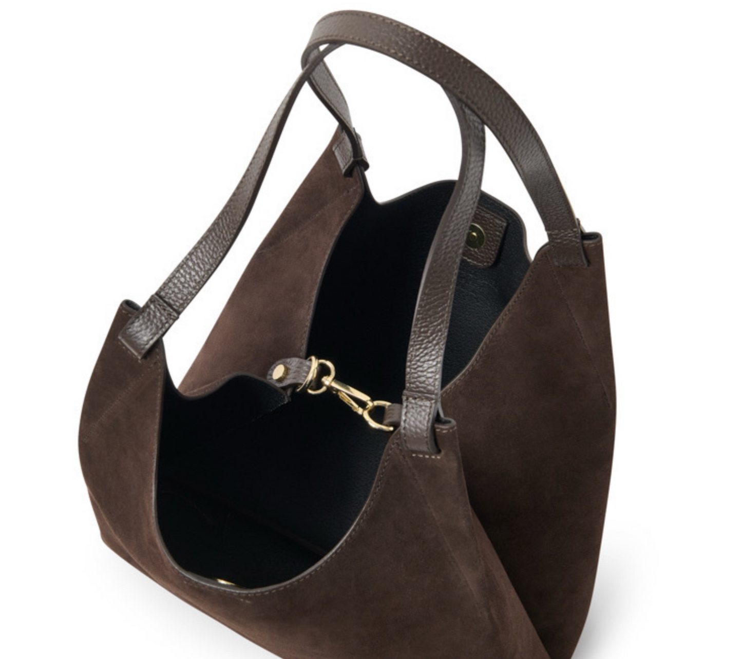 Large Brown Suede Shoulder Bag With Pouch - Winchester