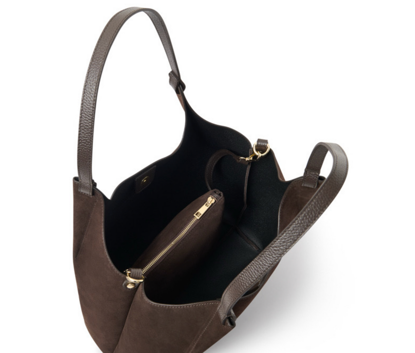 Large Brown Suede Shoulder Bag With Pouch - Winchester