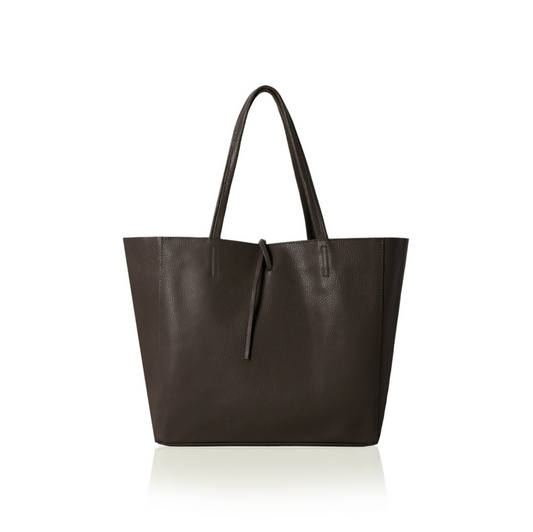 Dark Chocolate Brown Spacious Shoulder Bag - Abbie