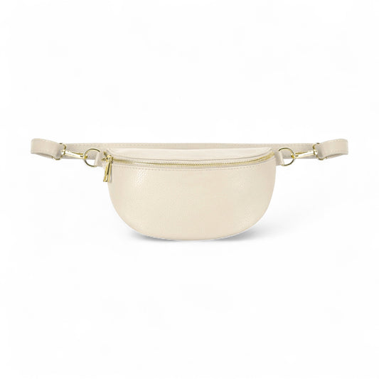 Weiße Leder-Taillentasche, Bauchtasche, Bauchtasche, körpernahe Tasche, kleine Ledertasche, Festival-Tasche, Damen-Leder-Bauchtasche