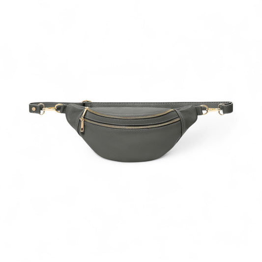 Übergroße dunkelgraue Ledertasche – Cecilia