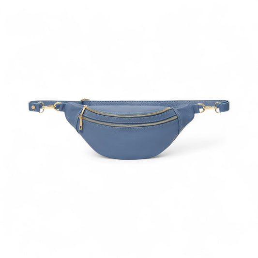 Übergroße blaue Ledertasche – Cecilia
