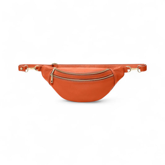 Übergroße orangefarbene Ledertasche – Cecilia