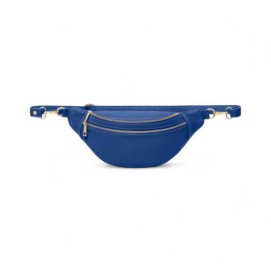 Übergroße blaue Ledertasche – Cecilia