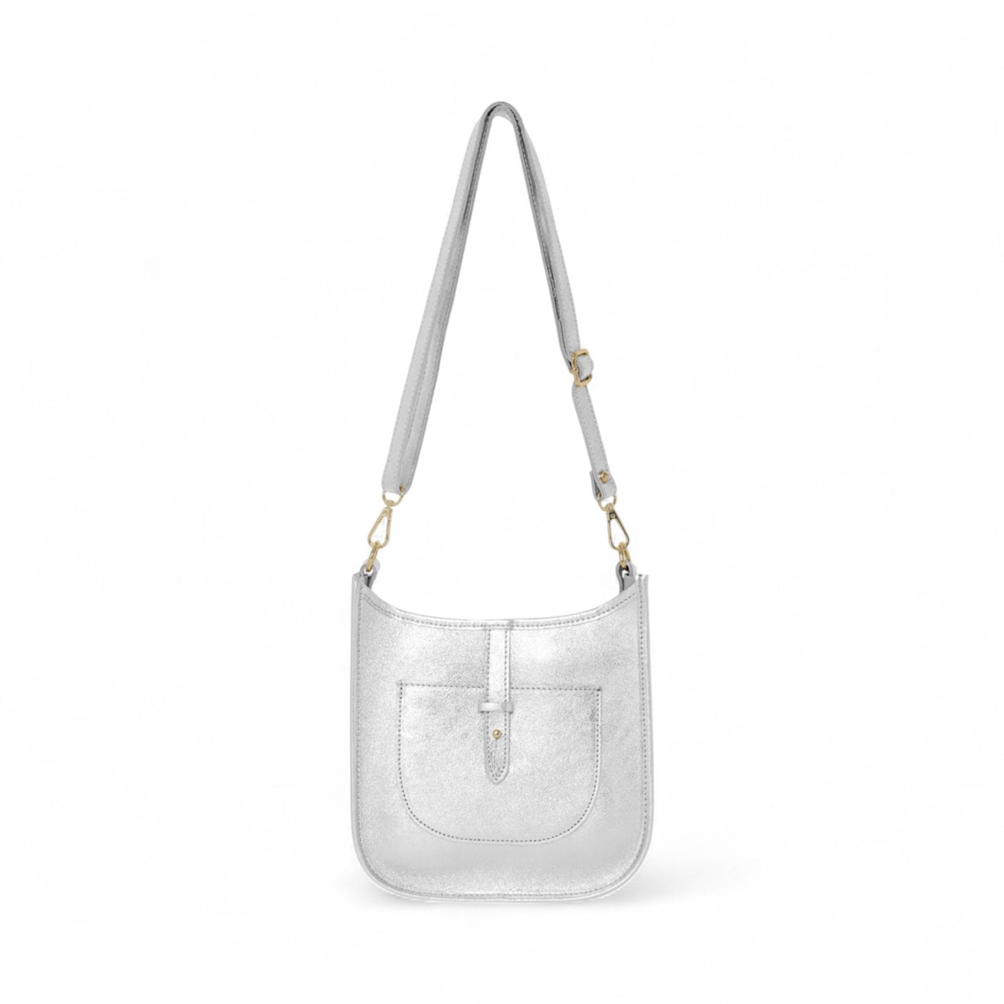 Sac bandoulière en cuir argenté - Meka