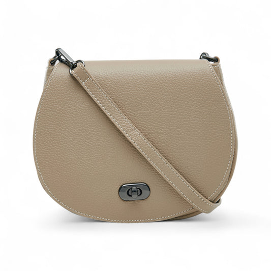 Light Taupe Leather Satchel Bag