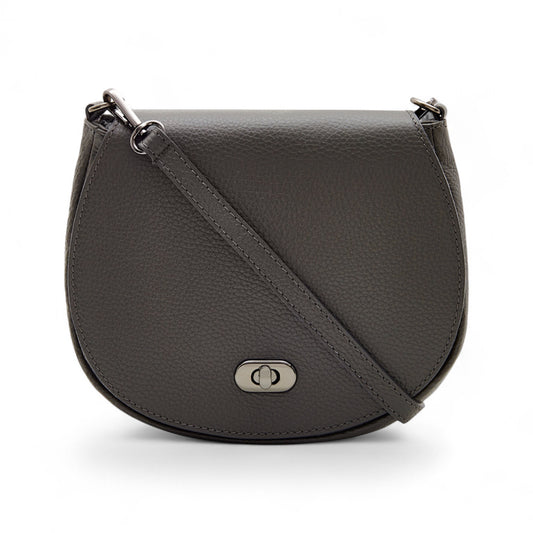 Dark Grey Leather Satchel Bag