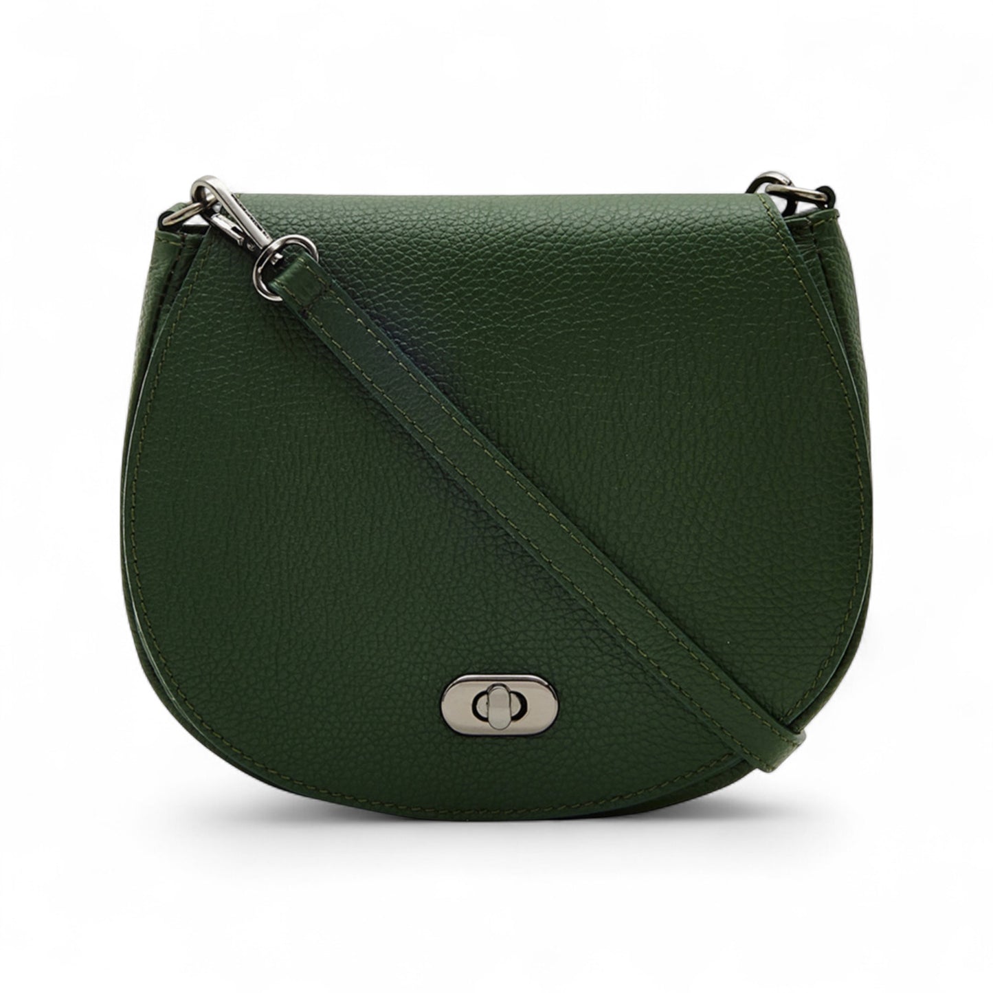 Dark Green Leather Satchel Bag