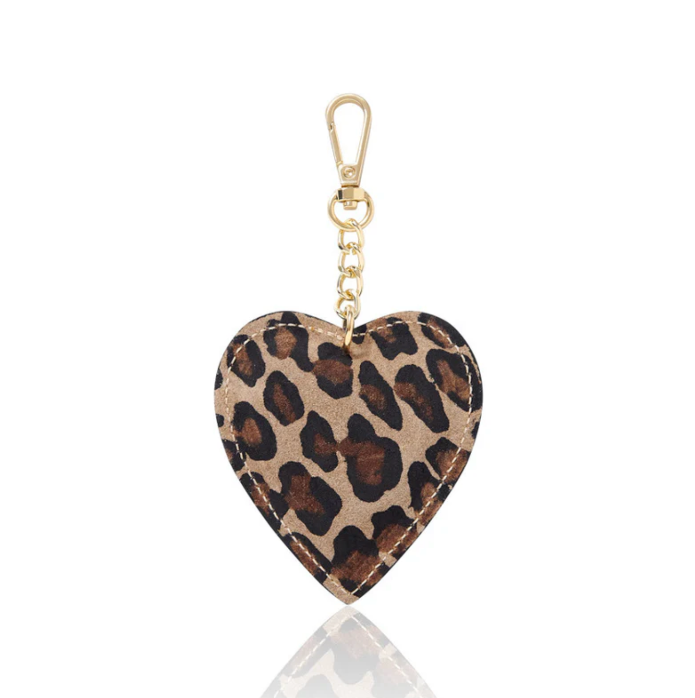 Leopard Print Heart Keyring