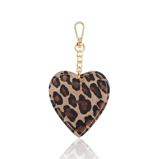 Leopard Print Heart Keyring