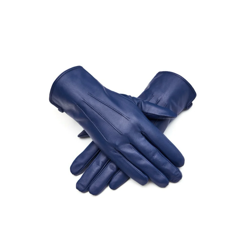 Deep Blue Leather Gloves