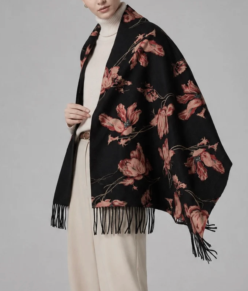 Flower Print Wool Scarf