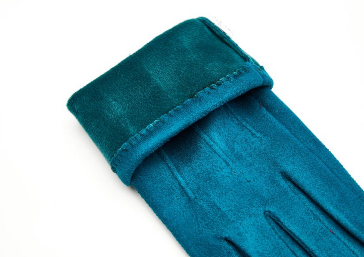 Teal Blue Faux Suede Gloves