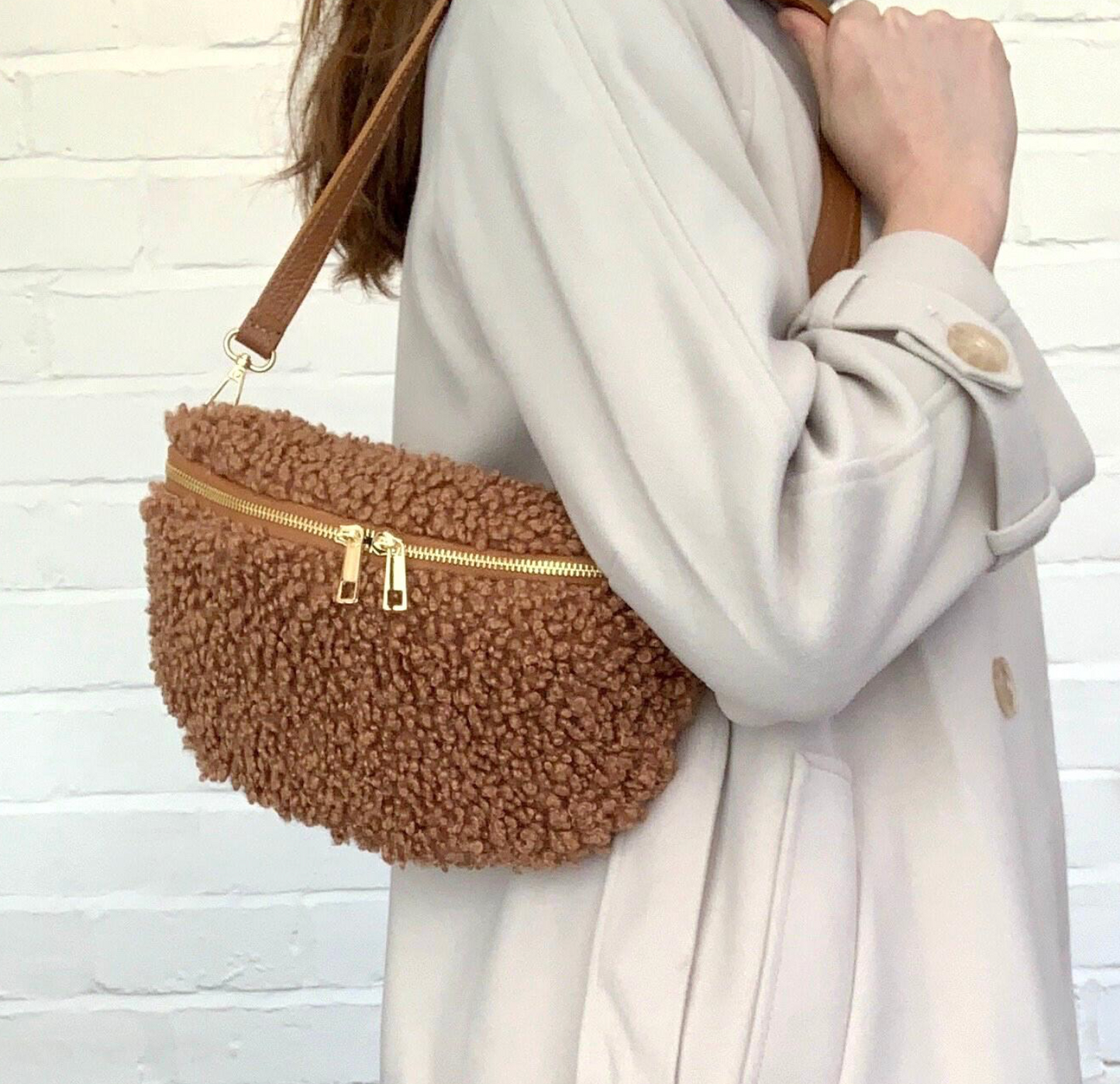 Tan Faux ShearlIng & Leather Bum Bag - Cici