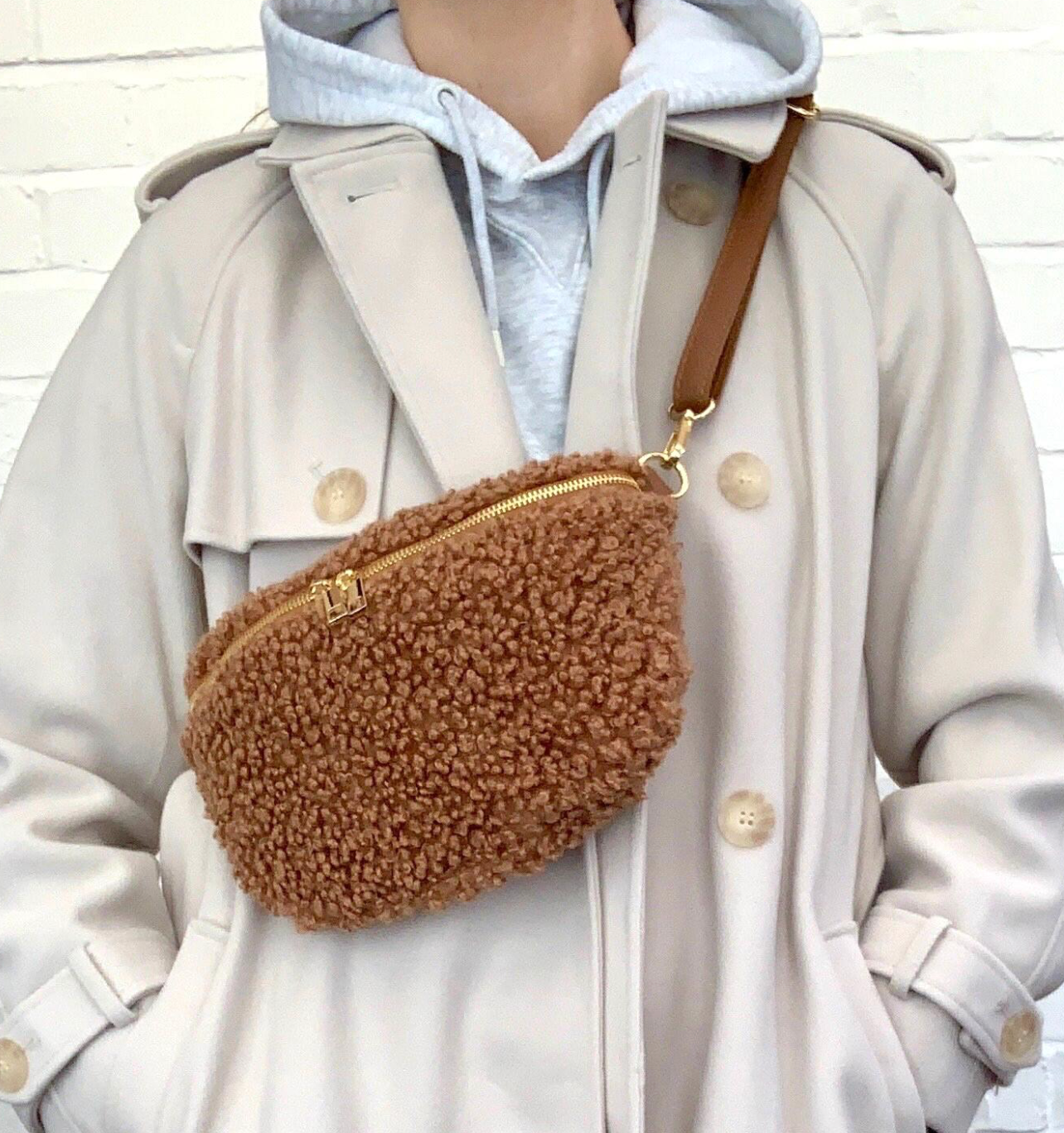 Tan Faux ShearlIng & Leather Bum Bag - Cici