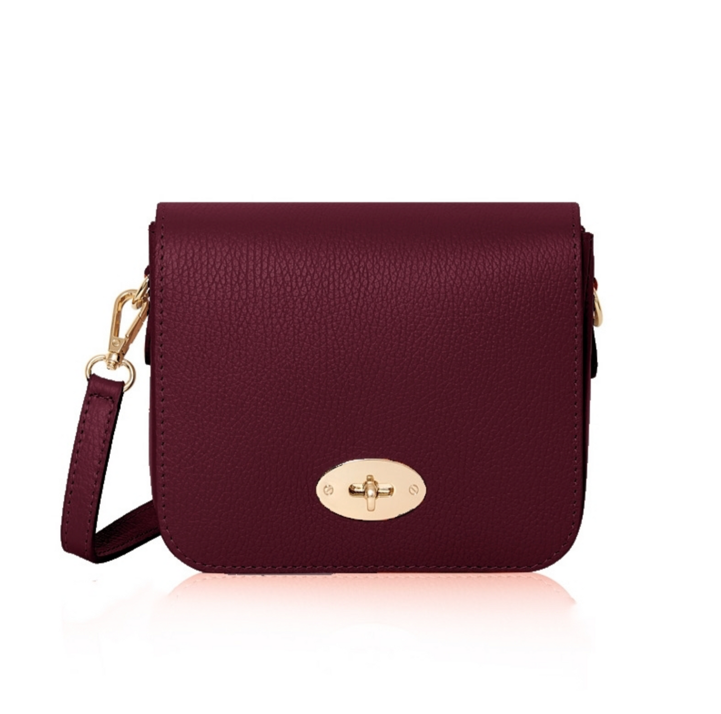 Burgundy Twist Lock Satchel Bag - Mariana