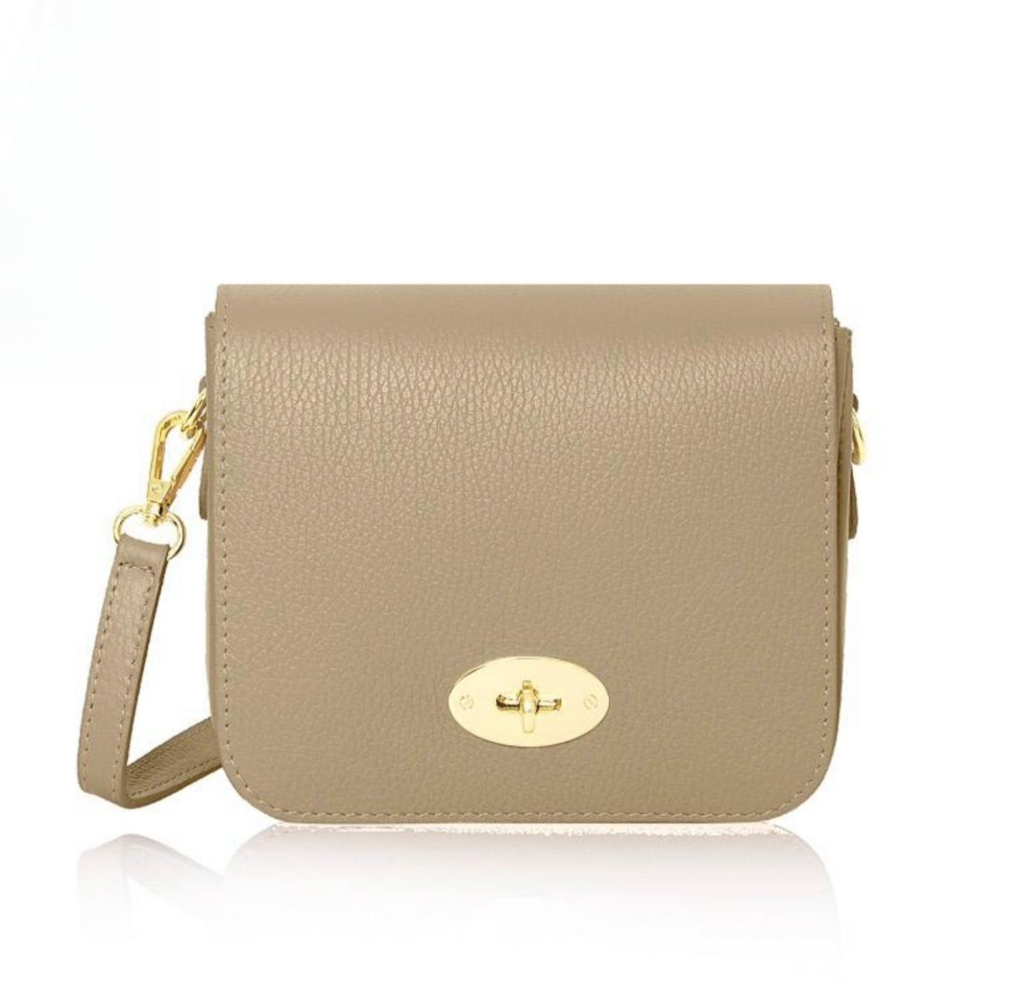 Light Taupe Twist Lock Satchel Bag - Mariana