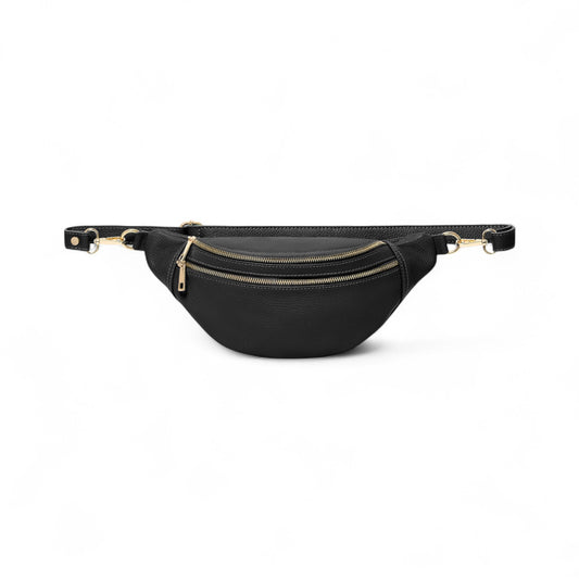 Übergroße schwarze Ledertasche – Cecilia