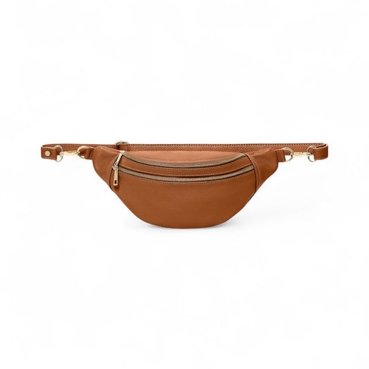 Übergroße hellbraune Ledertasche – Cecilia