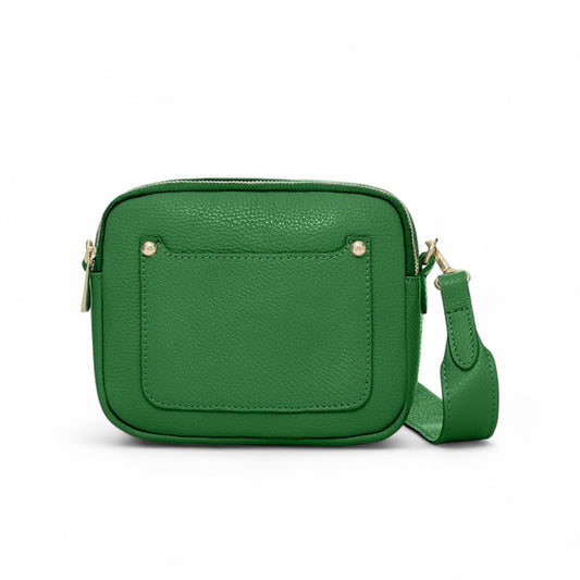 Grüne Ledertasche mit doppeltem Reißverschluss – Victoria
