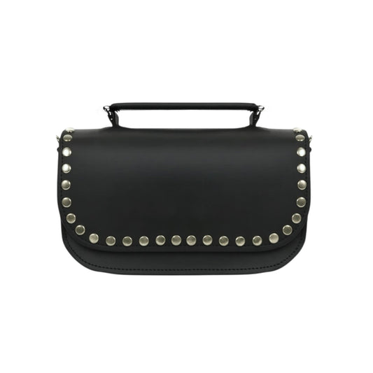 Aura Handmade Leather Bag - Black Studded - STUDIO TEW