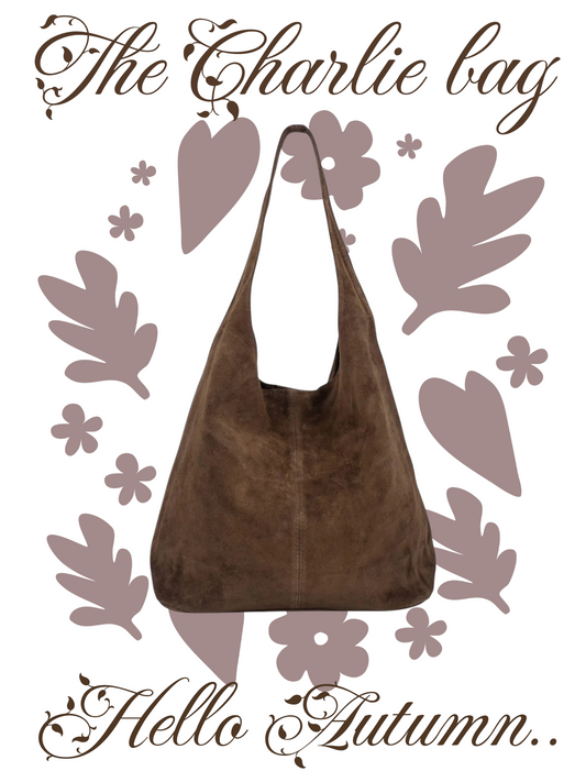Coffee Brown Suede Oversized Shoulder Bag - Charlie