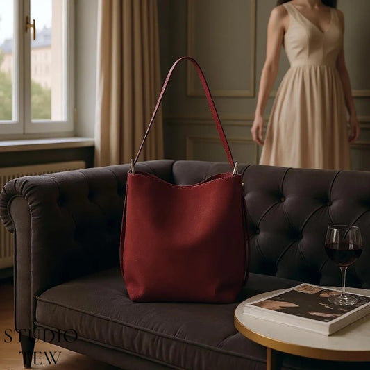 Red suede bucket bag - Clancy