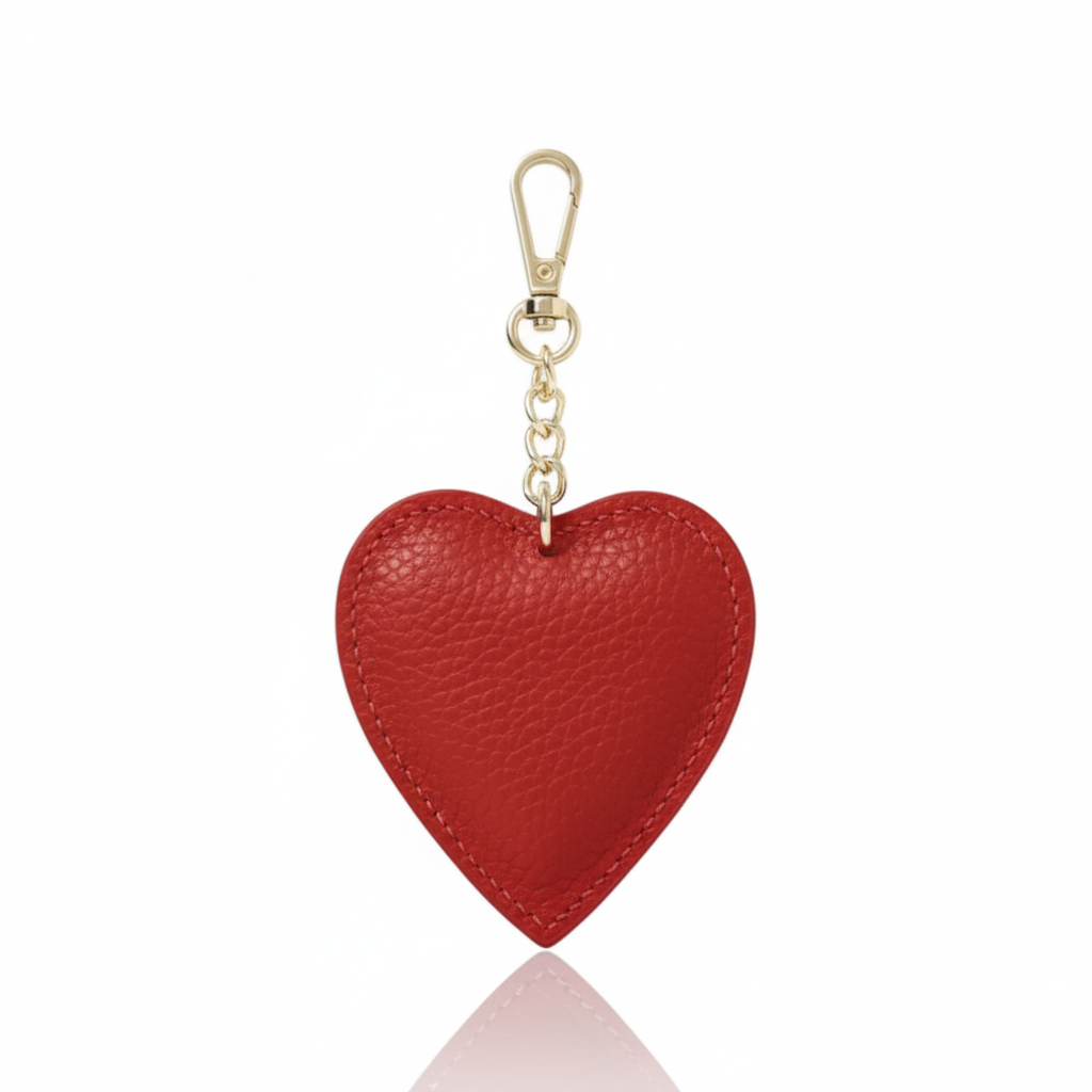 Back view of red heart keychain