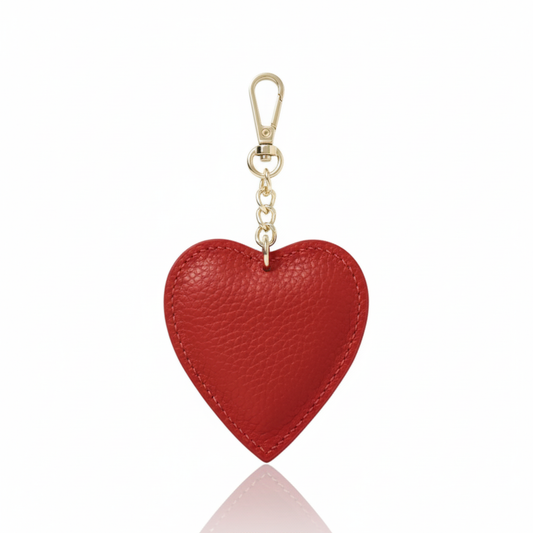 Back view of red heart keychain
