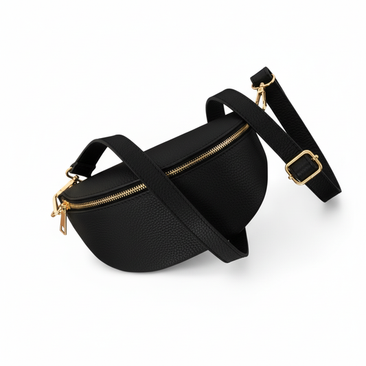 Black belt bag with strap