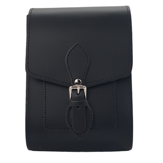 Handmade Leather Festival Phone Bag - Black