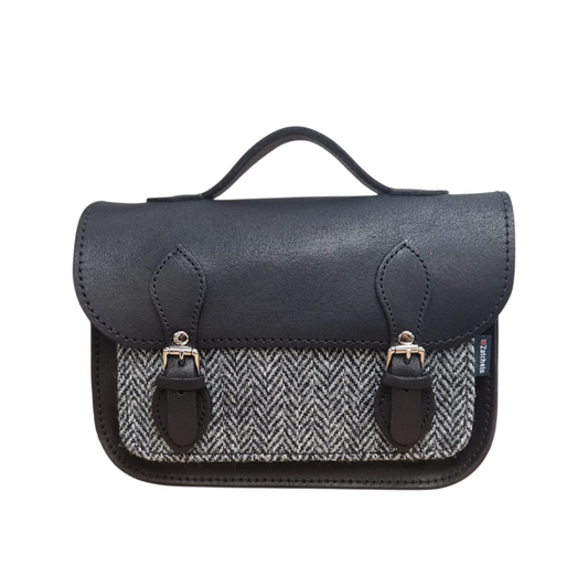 Midi Tannery & Tweed Satchel - Black - STUDIO TEW