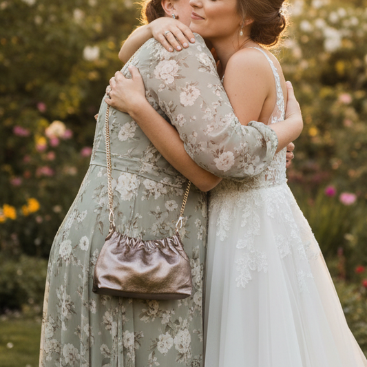 Bronze Poppy — side angle, hugging bride