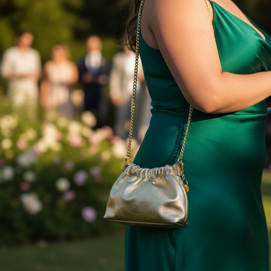 Gold Poppy — bright gold, emerald dress