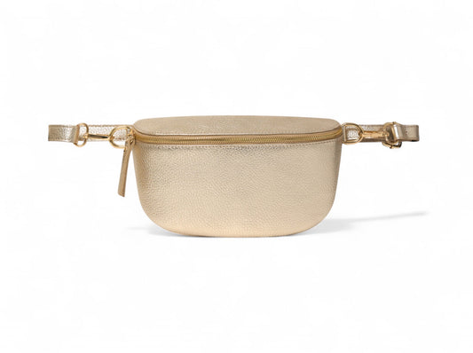 Gold Large Leather Sling Bag - Felicity STUDIO TEW