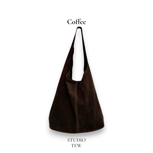 Coffee Brown Suede Oversized Shoulder Bag - Charlie