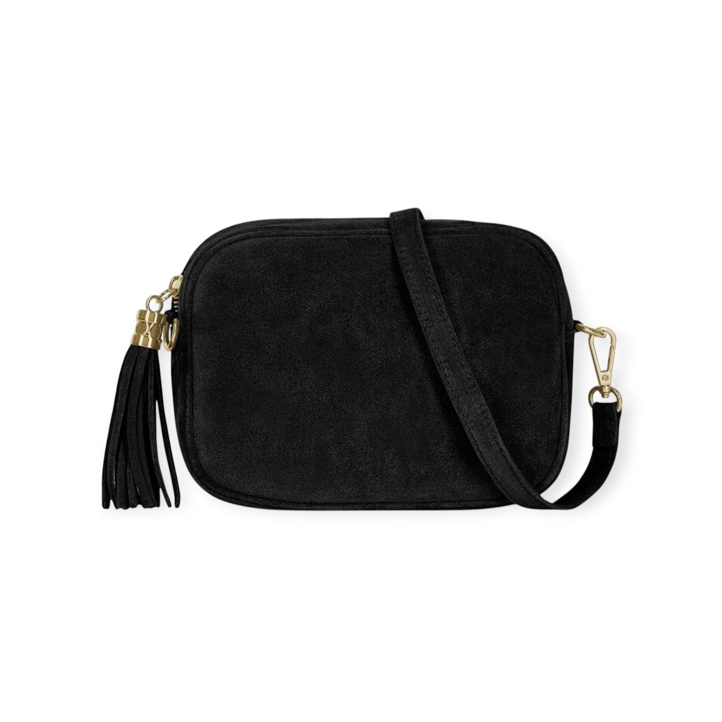 Black Suede Crossbody Bag With Tassel - Jean STUDIO TEW