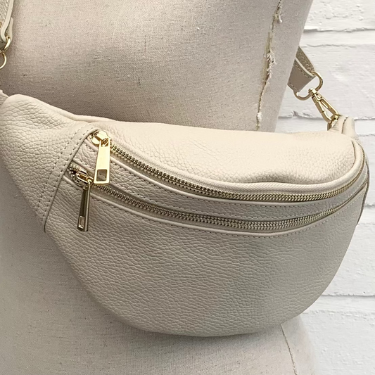 Beige Leather Bag - Cecilia STUDIO TEW