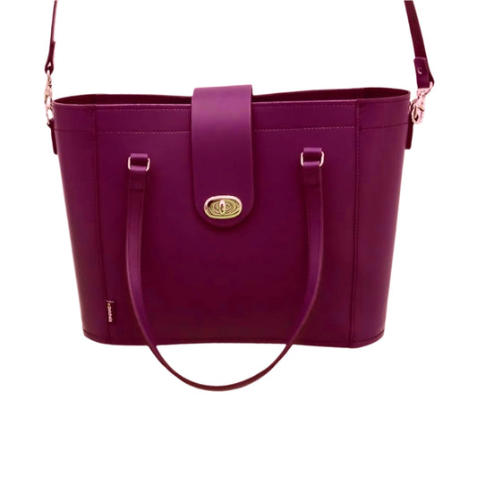 Leather Mini Twist Lock Shopper Bag - Magenta - STUDIO TEW