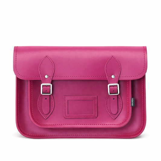 Handmade Leather Satchel - Magenta - STUDIO TEW