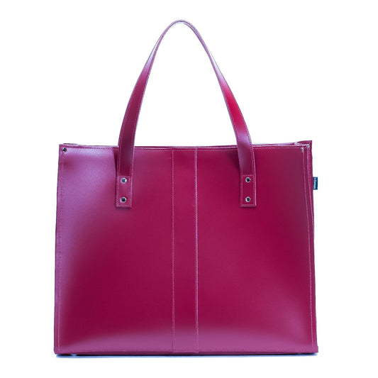Handmade Leather Shopper - Magenta - STUDIO TEW