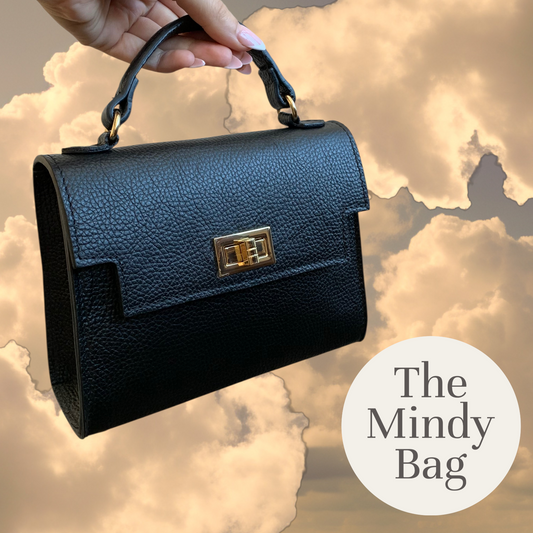 Black Leather Classic Bag - Mindy STUDIO TEW