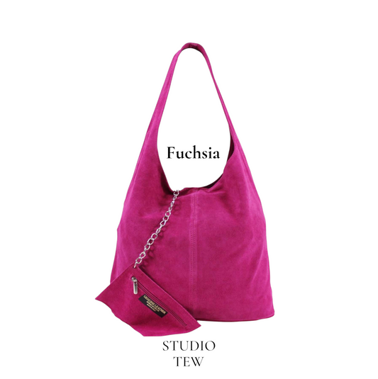 Fuchsia Suede Oversized Shoulder Bag - Charlie